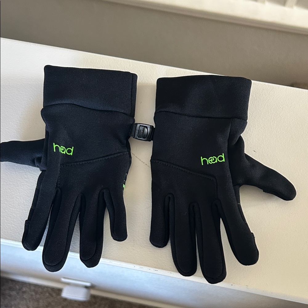 Head Kids Mittens - Black with Neon Green Accents